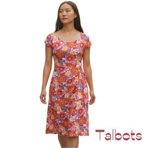 Talbots Orange Red White Dress NWT Size XS